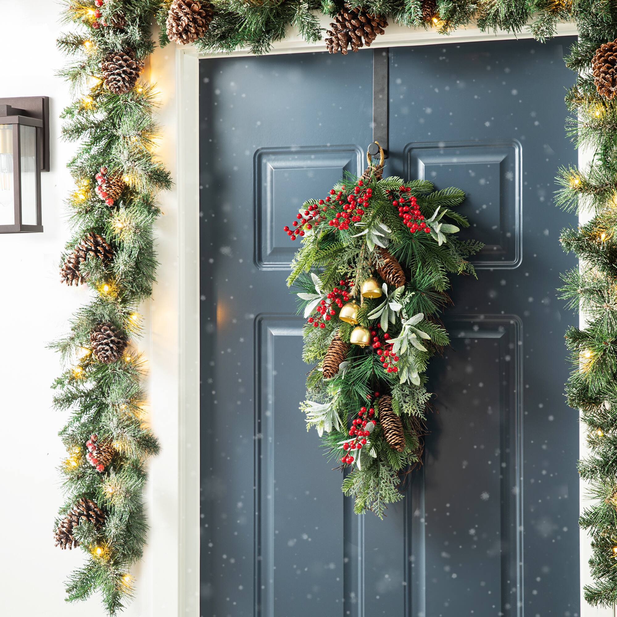Glitzhome® 26" Berry, Pinecone & Bell Teardrop